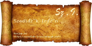 Szedlák Irén névjegykártya